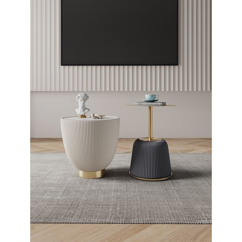 Manhattan Comfort Modern Anderson Ceramic Gold Table Set