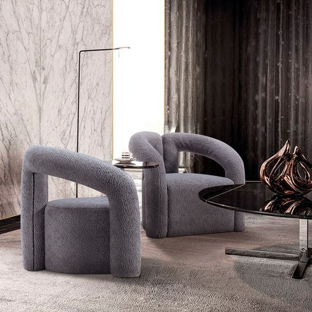 Manhattan Comfort Modern Darian Boucle Accent Chair Set of 2