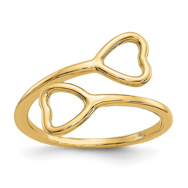 Curata 14 karat Yellow Gold Polished Double Love Heart Toe Ring
