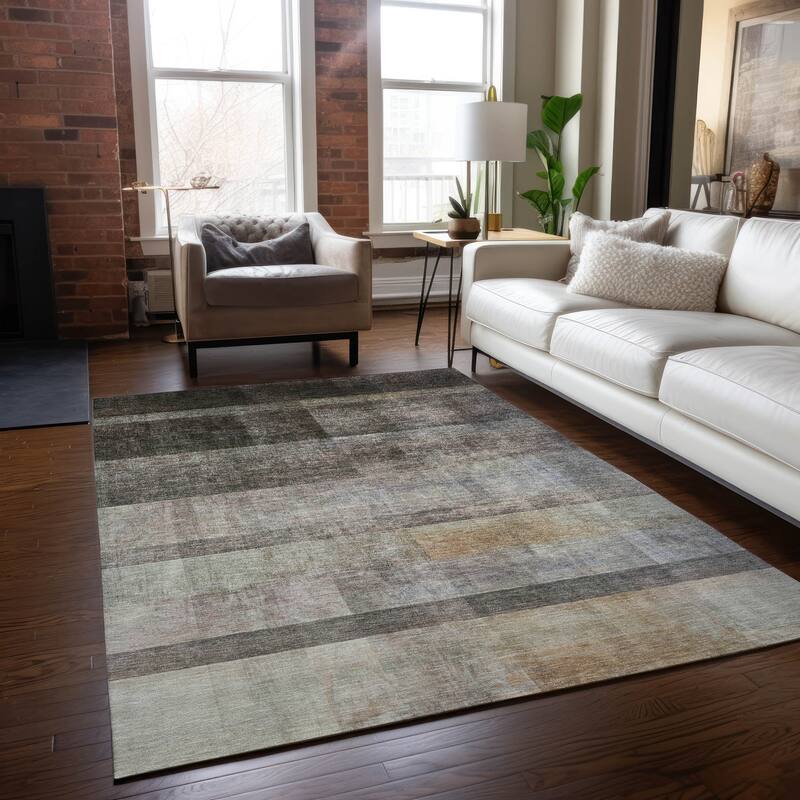 Machine Washable Indoor/ Outdoor Modern Abstract Chantille Rug