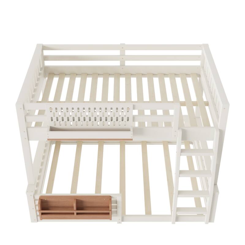 Wooden Bunk Bed of 3 Kinds Size with Pegboard, Bookshelf and Guardrails, Detachable Bunk Bed Convertible 2 Platform Beds