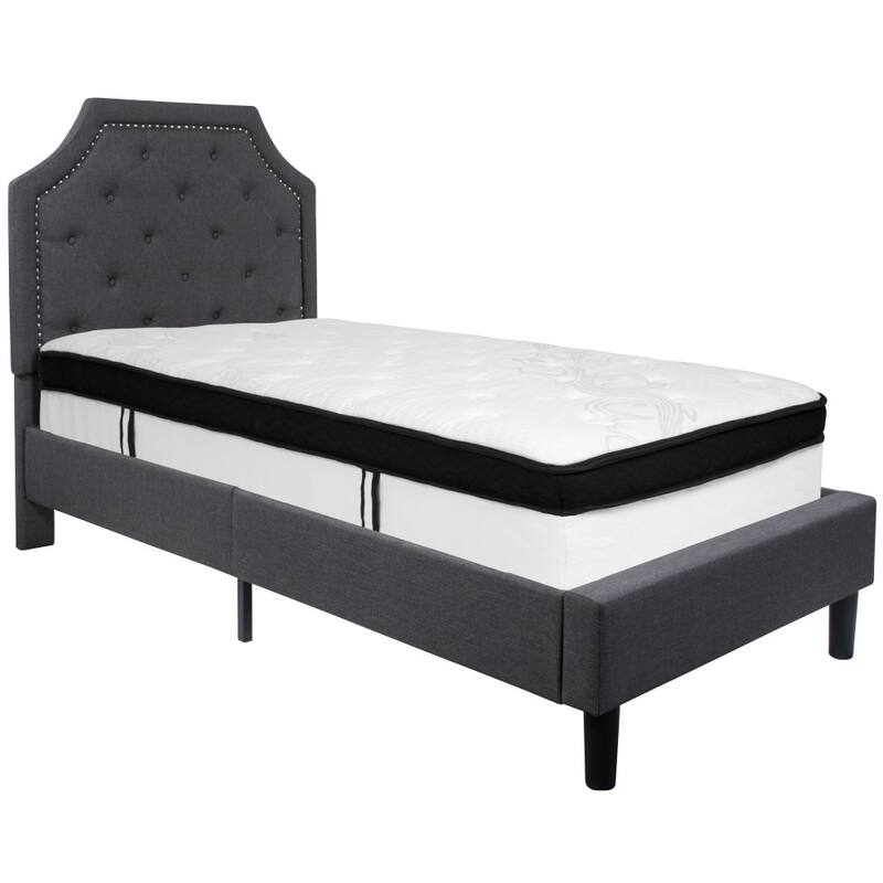 Arched Tufted Platform Bed and Memory Foam Pocket Spring Mattress