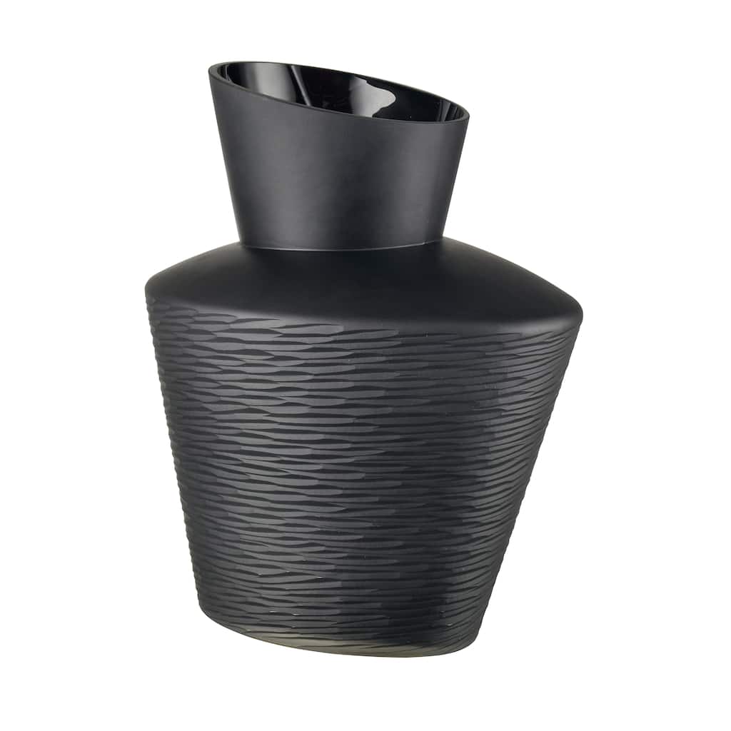 Atlas Tuxedo Etched Glass Decorative Vase