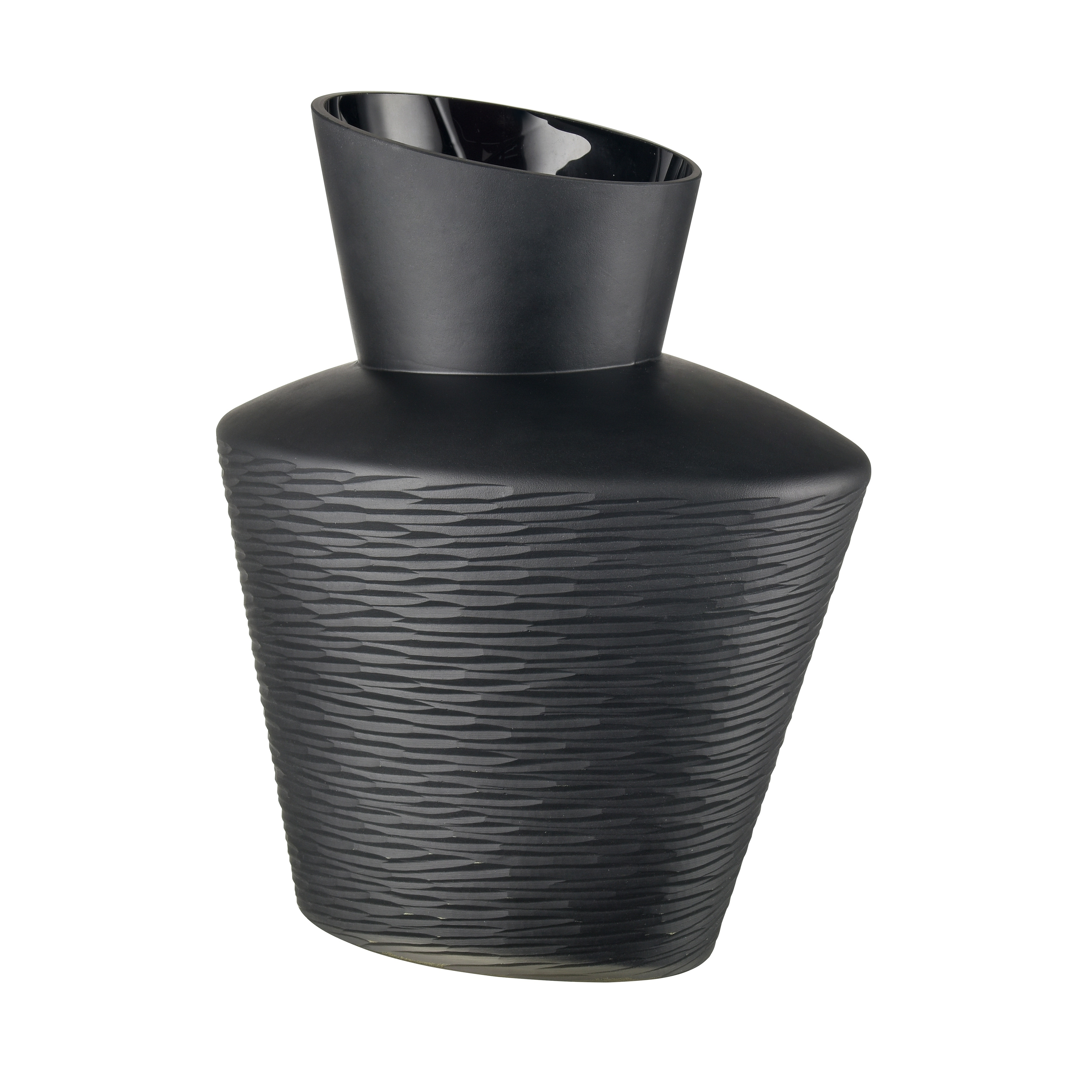 Atlas Tuxedo Etched Glass Decorative Vase