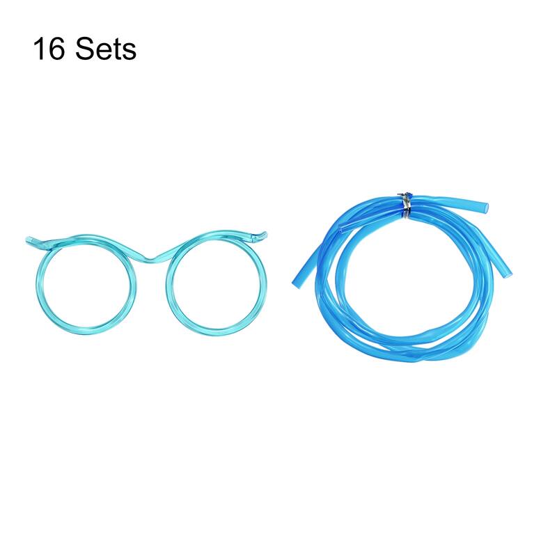 16 Pcs Straw Glasses, Plastic Round Novelty Drinking Eyeglasses Straws
