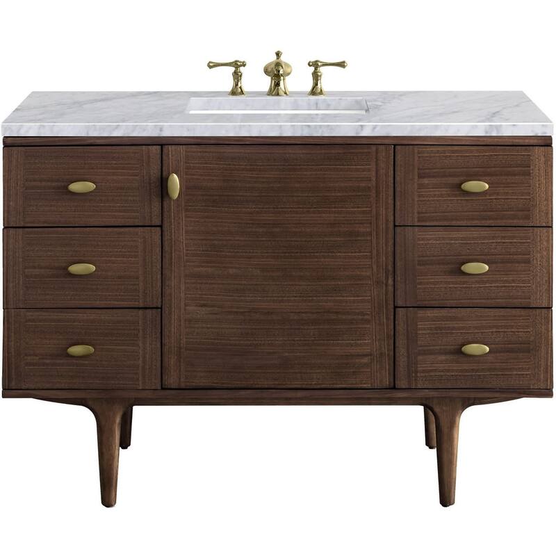 James Martin Vanities 670-V48-3CAR Amberly 48" Free Standing or Wall - Mid-Century Walnut - Walnut Finish