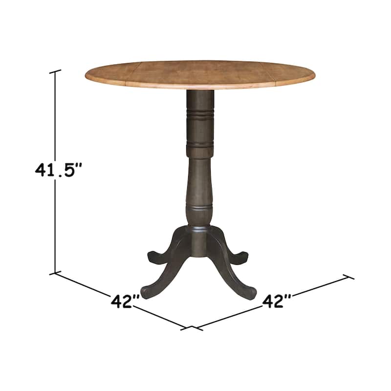 42 in. Round Dual Drop Leaf Bar Height Dining Table with 2 X-back Stools - 3 Piece Set