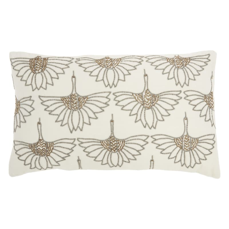 HomeRoots 12" X 20" Ivory Cotton Throw Pillow