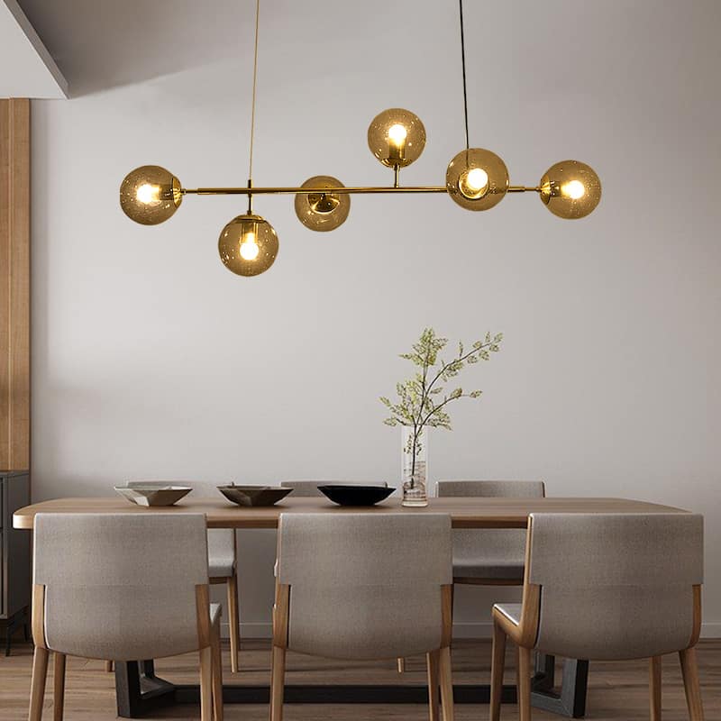 6 Lights Globe Mid Century Chandelier Sputnik Modern Pendant Lighting