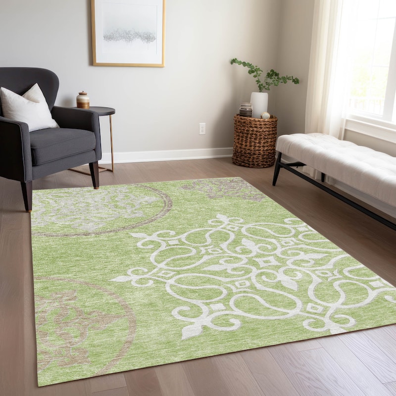 Machine Washable Indoor/ Outdoor Chantille Bold Medallion Rug