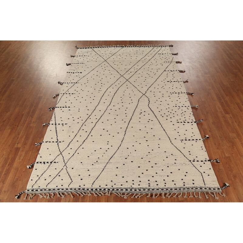 Moroccan Oriental Area Rug Handmade Wool Carpet - 6'9"x 10'8"