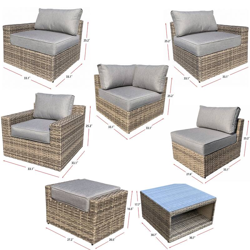 Ventura 8-Piece Multiple Chairs Rattan Seating Group