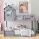 preview thumbnail 2 of 7, Grey Twin over Twin Bunk Bed with Roof and Window, with Guardrails and Ladder