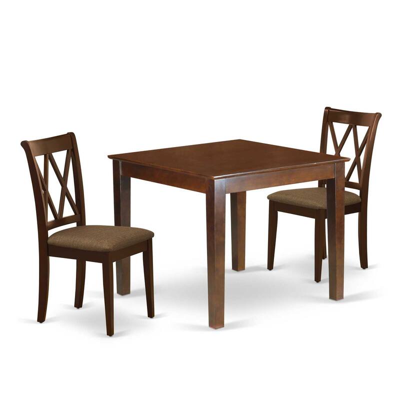 HomeStock 3-Piece Mahogany Finish Square Solid Wood Top Dining Table Set