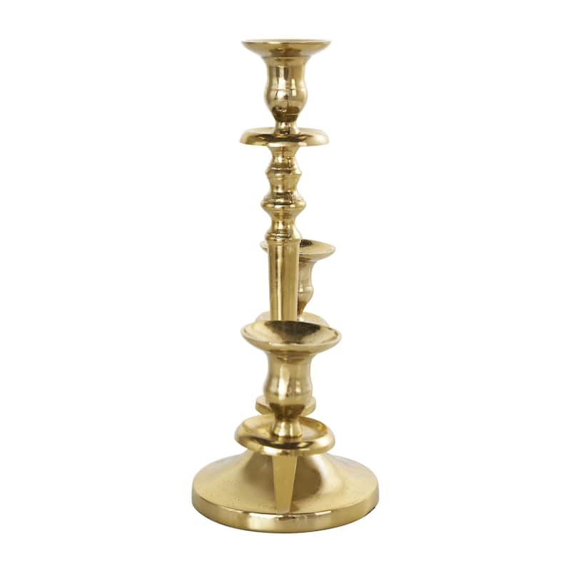 Aluminum Metal Scrolled Candelabra - Gold or Silver - Roche River Decor