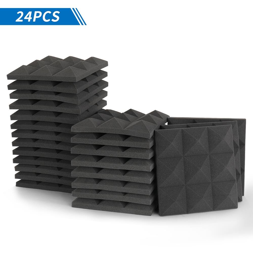 24pcs Pyramid Acoustic Foam Panel Studio Soundproofing Wall Padding ...