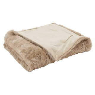 Throw Blanket With Faux Mink Fur Design