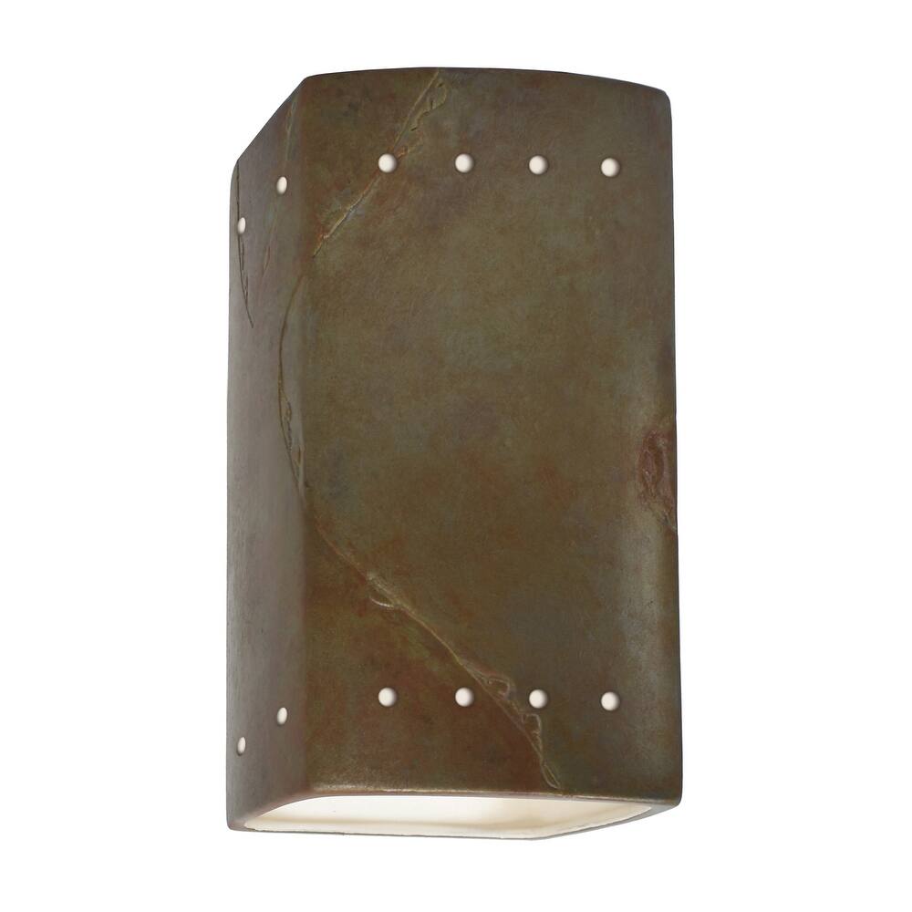 Justice Design Ambiance - Small Rectangle w/ Perfs Wall Sconce - Open Top & Bottom (Outdoor) - Replaceable Bulb