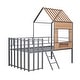 preview thumbnail 5 of 11, Silver Twin Size Metal Loft Bed with Roof, Window, Guardrail and Ladder for Kids, Boys and Girls, Bedroom