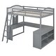 preview thumbnail 7 of 44, Wooden Versatile Full Loft Bed with Desk,Storage and Tri-fold Mirror