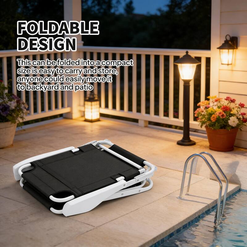 GDFStudio - Andersen Adjustable Folding Outdoor Tanning Lounger with Breathable Comfort Design - Chaise Lounge