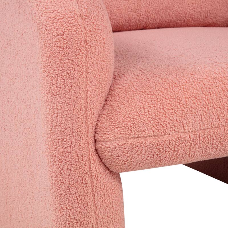 Stylish and Minimalist Teddy Fleece Single Sofa Chair with Arms and Pillow