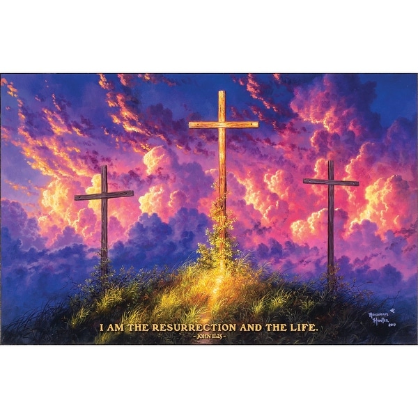 19.8" Purple and Brown "I AM THE RESURRECTION AND THE LIFE" Bible Quote Rectangular Wall Plaque - N/A