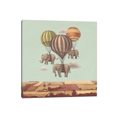 iCanvas "Flight Of The Elephants Mint Square" by Terry Fan Canvas Print