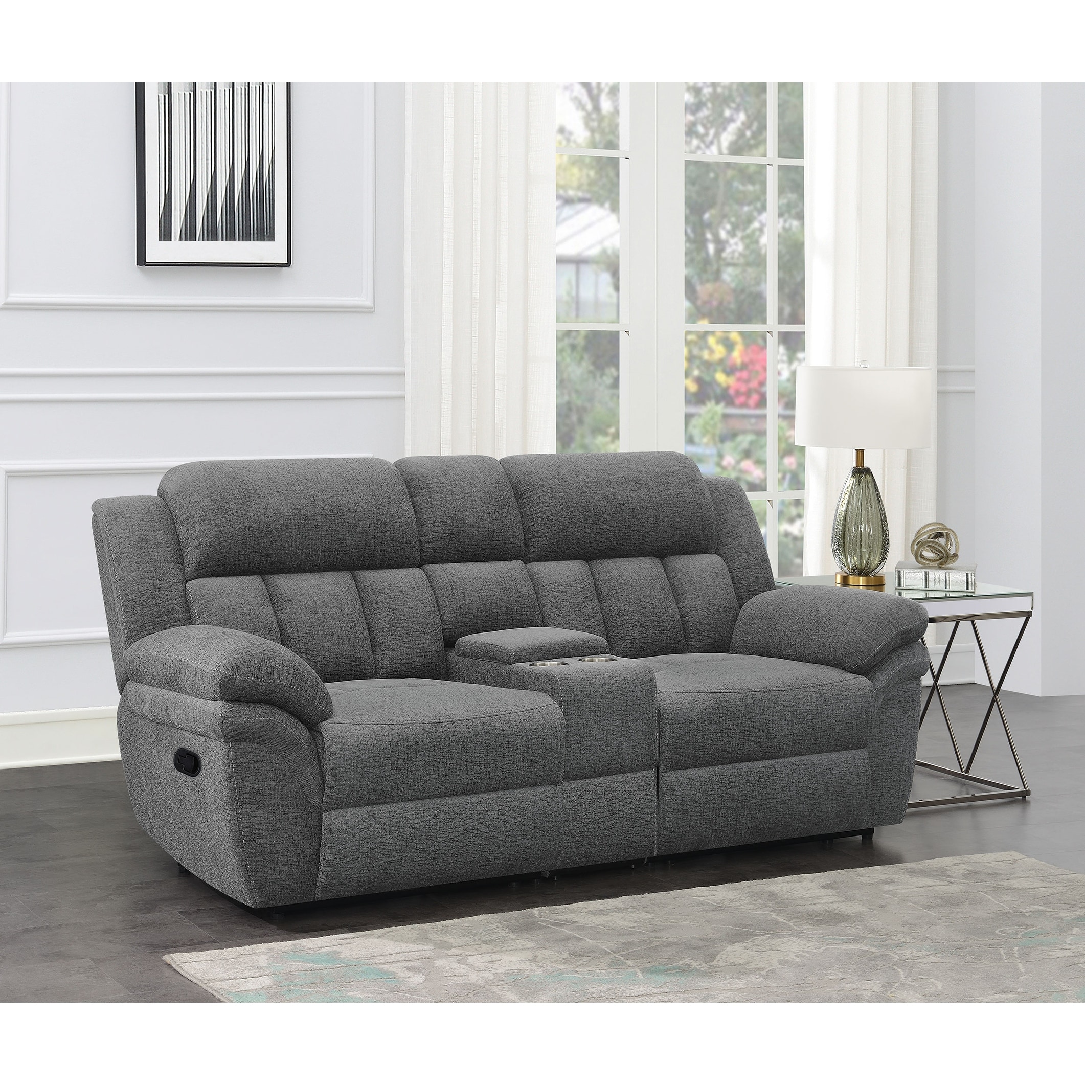 Bahrain Upholstered Loveseat Charcoal