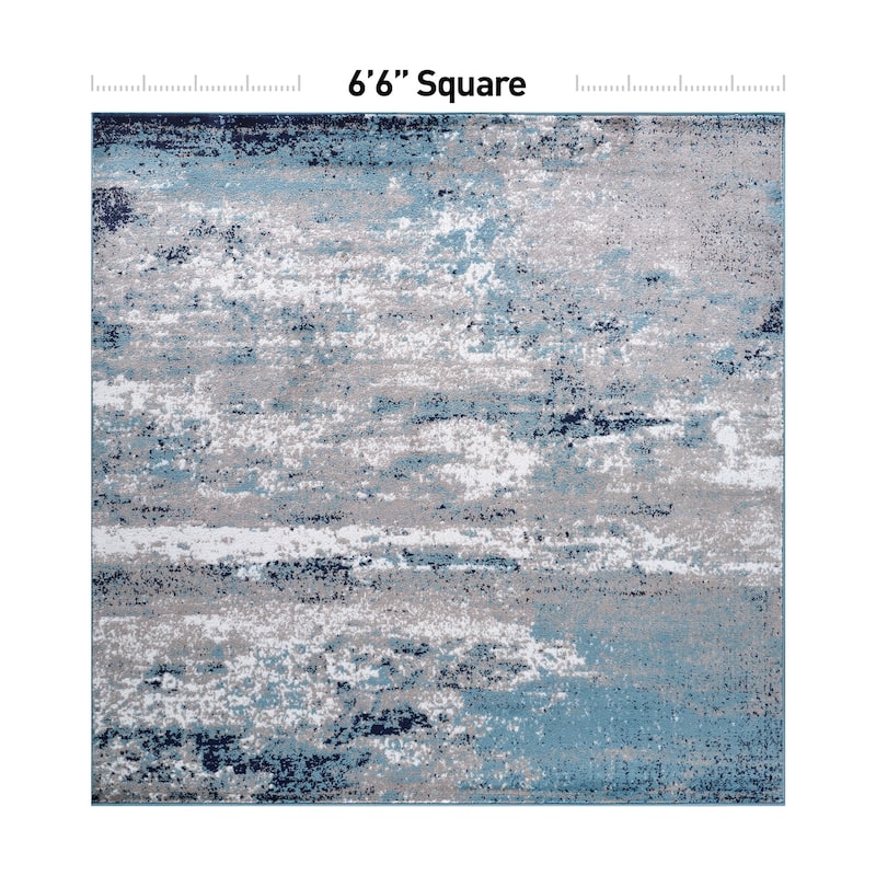World Rug Gallery Distressed Abstract Watercolor Area Rug