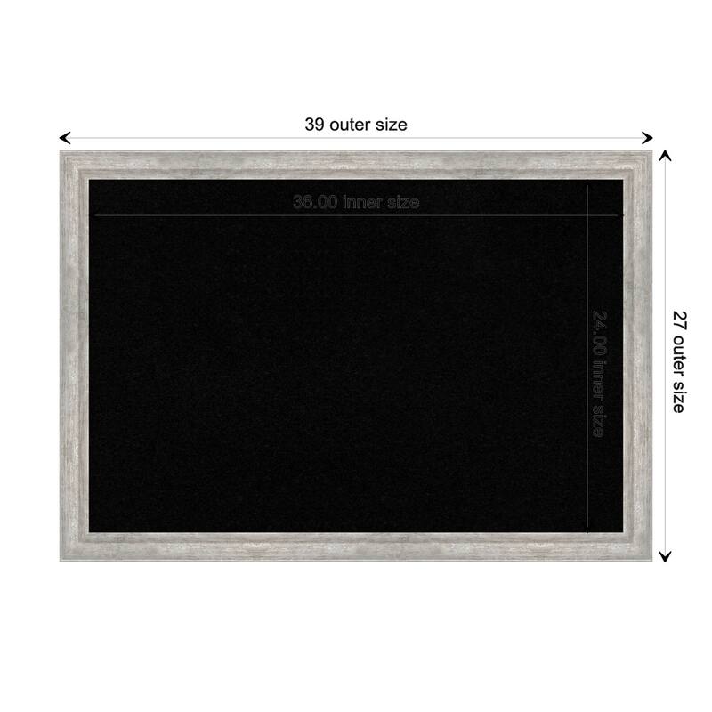 Angled Silver Wood Framed Black Corkboard Bulletin Board, Organization Board, Pin Board - Board Size 36x24