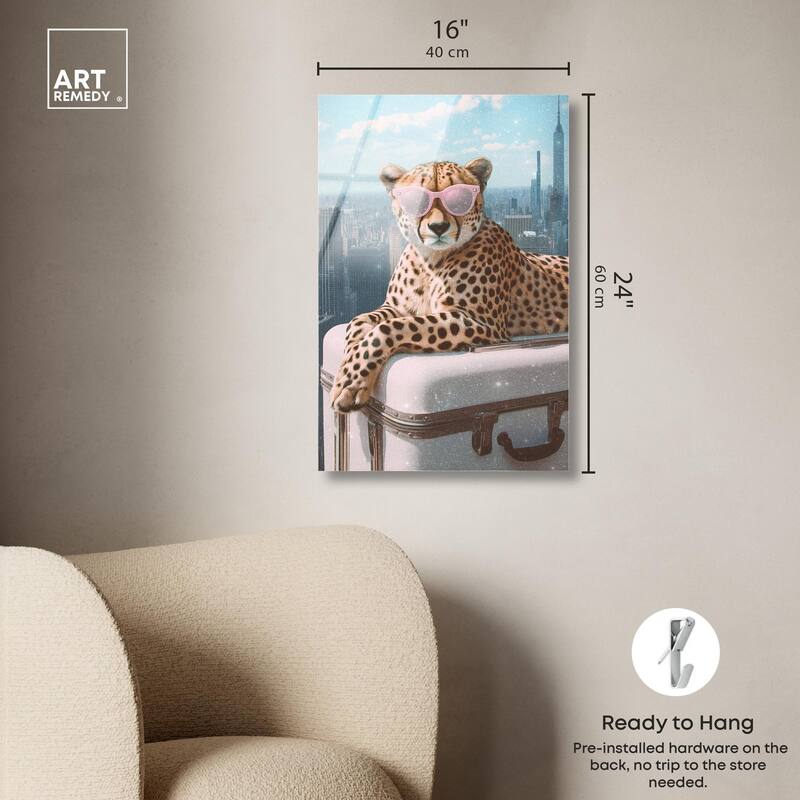 Cheetah Luggage NYC Acrylic by Art Remedy, Ready to Hang