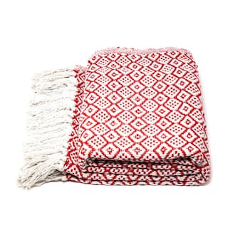Recycled Cotton Decorative Throw Blanket with Tassels