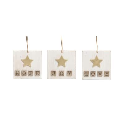Transpac MDF Gold Accent Ornament Set of 3 Christmas Home Decorations - Multicolor