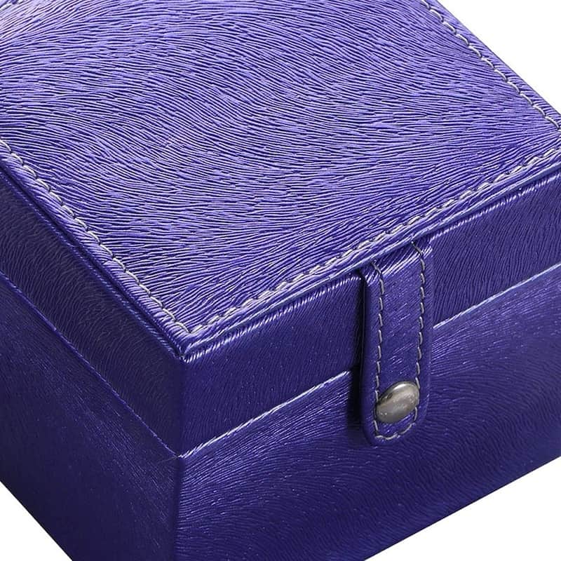 4" Azure Faux Leather Five Section Jewelry Box Travel Case With Mirror