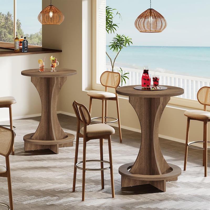 Round Bar Table, 35.4-Inch Tall Bistro Pub Table for Home Bar
