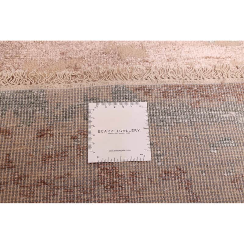 ECARPETGALLERY Hand-knotted Legacy Beige, Brown Silk, Wool Rug - 2'6 x 14'2