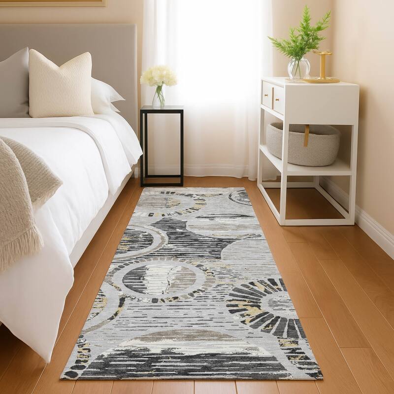 Machine Washable Indoor/ Outdoor Modern Grover Chantille Rug
