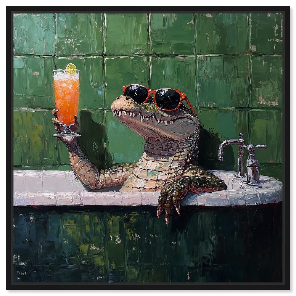 Cocktail Croc I Canvas by Art Remedy