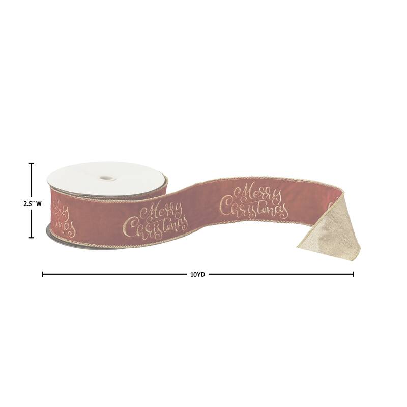 2.5" X 10Y Velvet "Merry Christmas" Ribbon