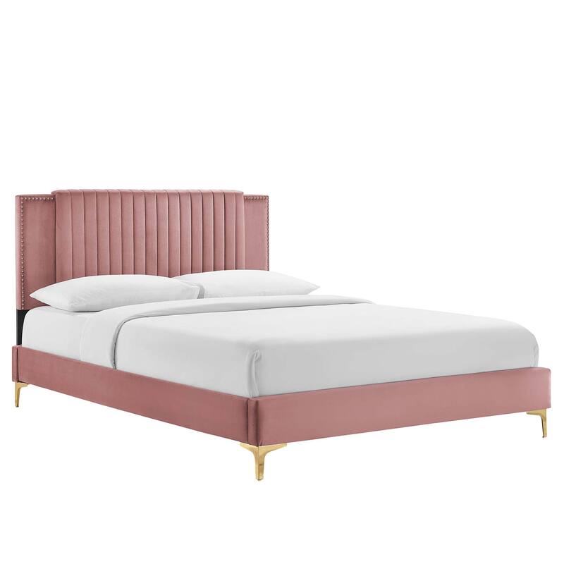 Zahra Channel Tufted Performance Velvet Full Platform Bed