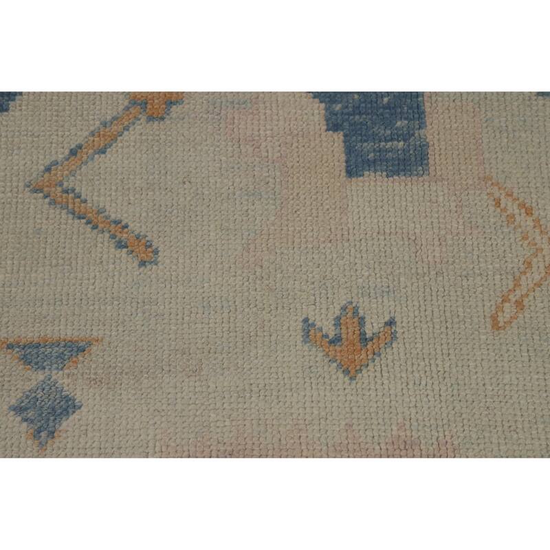 Hand Knotted Oriental 100% Wool Carpet Transitional All-Over Beige & Ivories Oushak Area Rug - 12' 8'' X 9' 6''