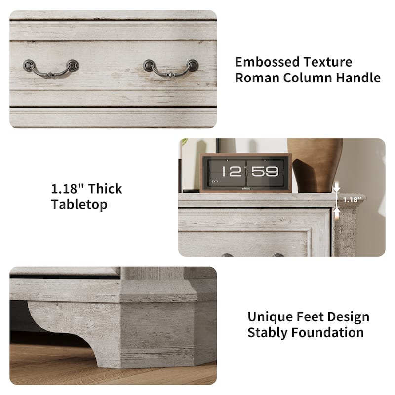 Vintage 5 Drawers Dresser, Bedroom Storage Cabinet, Dressers Organizer