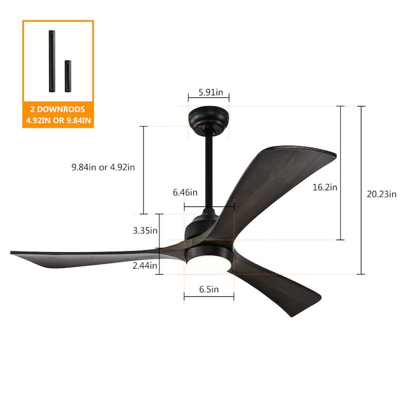 52" Ceiling Fan with Lights Remote Control,Quiet DC Motor 3 Blade Ceiling Fans 6 Speed Levels,Reversible Ceiling Fan