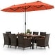 preview thumbnail 47 of 53, Costway 11 PCS Patio Dining Set with 15ft Double-Sided Patio Umbrella