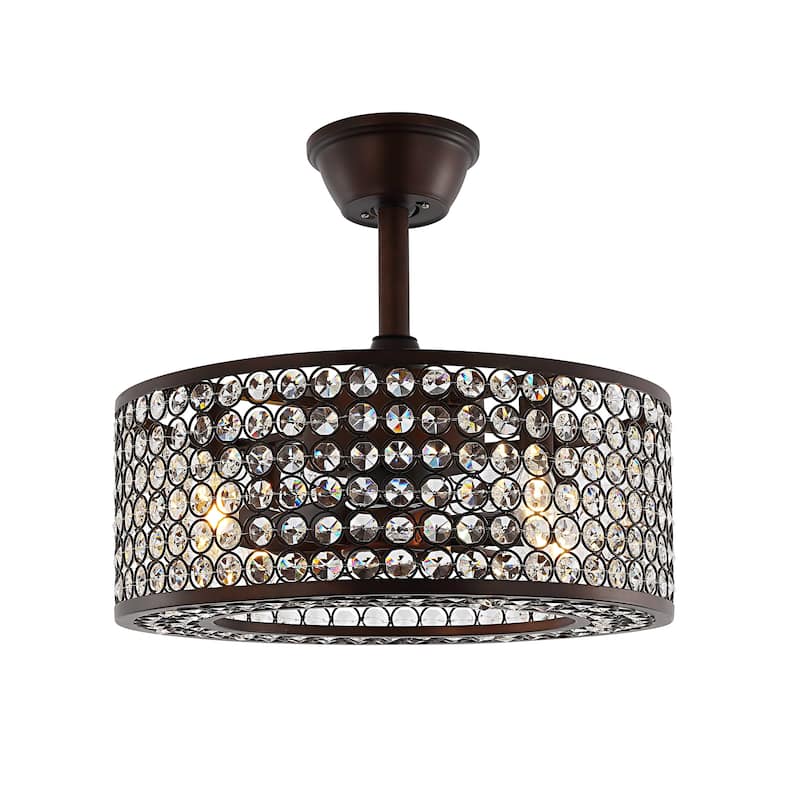 GetLedel 18-inch Reversible Caged Crystal Ceiling Fan with Remote and Light Kit