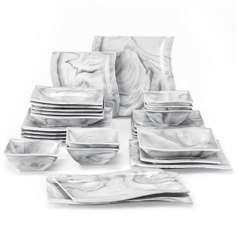 MALACASA Flora Wavy Modern Porcelain Dinnerware Set (Service for 6)