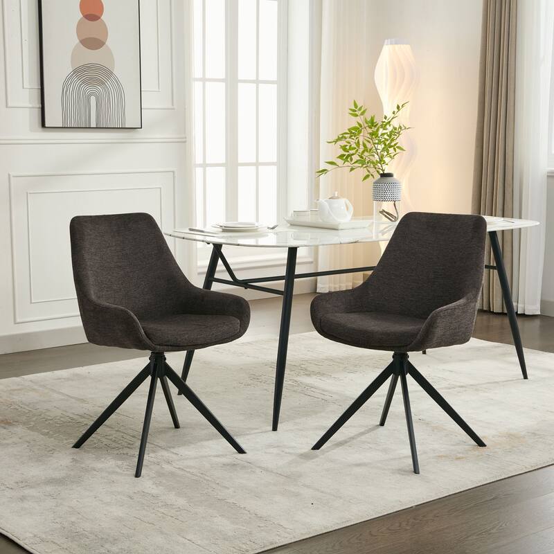Swivel Dining Chairs set of 2/4,Mid Century Modern Dining Room Chairs - Set of 2 - Brown