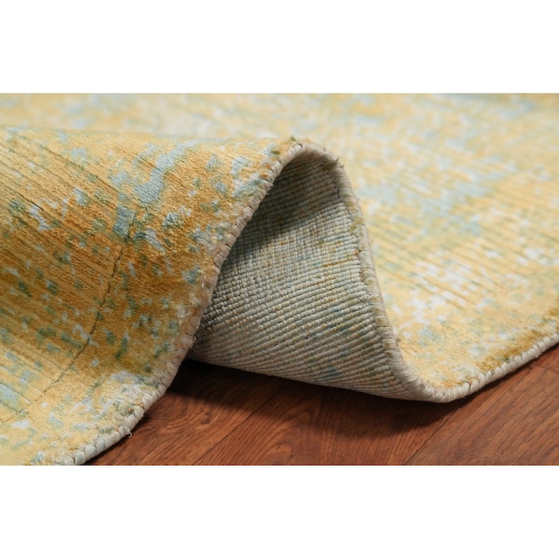 Hand Knotted Oriental Viscose Silk Carpet Modern All-Over Multi-Colored Abstract Area Rug - 5' 9'' X 4' 0''