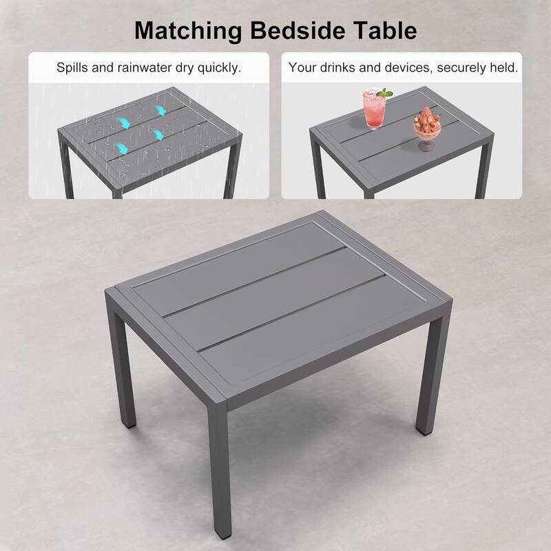 PURPLE LEAF Adjustable Patio Chaise Lounge Set 2 Pieces Lounge Chairs with Wheels and Side Table